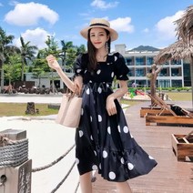 SAMARA 스퀘어넥 튤립소매 땡땡이 원피스