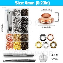 200pcs 금속 구멍 Gromment 키트 구멍 펀치 설치 도구 세트 LeatherCraft 신발에 대 한 저장소 상자 벨트, 07 6mm