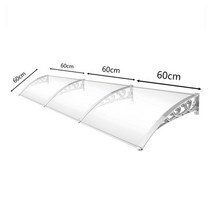 야외 투명 어닝 빗물받이 차양 테라스 캐노피 1 set big size door window awning 현대 강한 pc 보드 커버 파티오 태양 보호소 처마 비 커버, color3 60x180cm