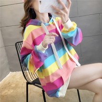 오버핏 무지개 러블리 후드티