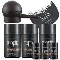 TOPPIK 토픽 흑채 12g 3개 세트 (3개월분) 에어펌프 옵티마이저 포함 3g 3개 증정 색상선택 천연케라틴 증모제, 어두운 갈색 12g