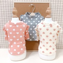 강아지옷 하트 프릴 골지티셔츠, 그레이