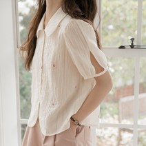 여름장미/자수시리즈반팔셔츠 여디자인느낌 민소매 기질프렌치하