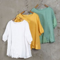 3색 레이스 사선배색 면린넨 BL 50대엄마옷 40대여성의류