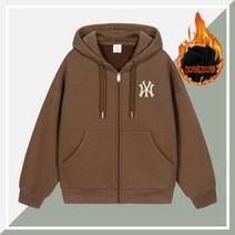 MLB 남녀공용 기모 후드집업 스웨터 커플 아우터 뉴욕 양키스 로고 학생 교복 자켓