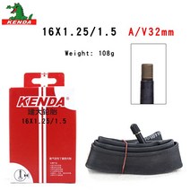 Kenda 자전거 내부 튜브 14 16 18 인치 1.5-1.75 1.75-2.125 AV FV BMX 접이식 자전거 타이어 사이클링 고무 타이어 고무 튜브 부품, 16 x 1.25-1.5 AV32mm