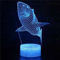 해파리 상어 물고기 3d LED 야간 조명 아기 수면 테이블 램프 7 가지 색상 변경 홈 침실 장식 무드 램프 어린이 선물, K+Remote and touch