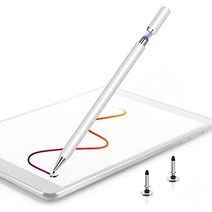 스타일러스 펜 미국 터치 스크린용 아이패드용 LiberRWAY 2 in 1 디스크 마그네틱 캡이 있는 정전식 아이패드 iPhone Chromebook과 호환 흰색-634141, 하얀색