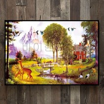 바이헌터114-유럽 스타일의 벽 그림 시골 전원 풍경 장식화 액자 없음(12mm질감), M