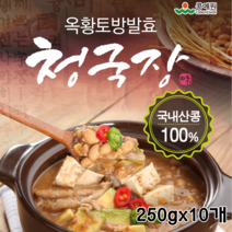 중문푸드 국내산 콩 100% 옥황토방 발효로 효모가 살아있는 시골 생청국장 발효음식 바실러스균풍부 천일염사용, 10개, 250g