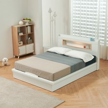 이노센트 치크 LED 편백나무 평상형 침대(매트리스포함) i103329, Q침대+본넬매트 i103343, 화이트