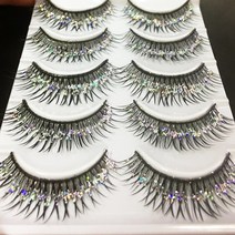 인조 속눈썹 연장 yokpn 수제 실버 반짝이 두꺼운 뷰티, 12mm