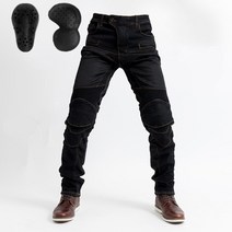 에쉬울프 오토바이 라이더 여름 메쉬 바이크진 슬림핏 바지 라이딩진 청바지 팬츠, 블랙 팬츠 (상급 보호대)