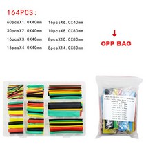 530pcs 세트 폴리올레핀 수축 모듬 열 튜브 와이어 케이블 절연 슬리브 핸드, 01 164 PCS_01 OPP BAG