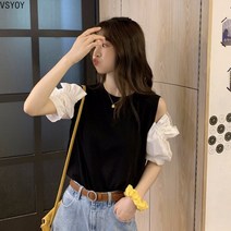 VSYOY 루즈핏 오프숄더 반팔 티셔츠