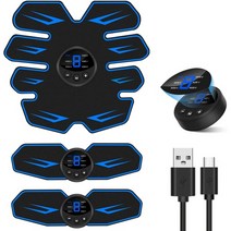 일본직발송 9. Mixiu EMS 복근 벨트 팔근 트레이닝 기구 액정 표시 USB 충전식 6개 모드 9단계 8 복근 패, One Size_One Color, One Color