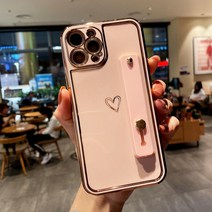 아이폰 13 12 11 프로 최대 플러스 준비 Stock6D 사진 프레임 전기 도금 사랑 + 손목 밴드 휴대 전화 케이스