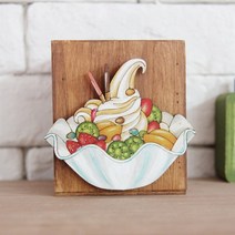플레이우드 팥빙수 스티커 우드스티커 반제품 데코 장식 소품 인테리어, 팥빙수 스티커 -B05-0007