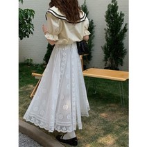 Seoulish 봄 여름 레이스 크로 셰 뜨개질 여성 롱 스커트 2023 높은 허리 Embrodiery 우아한 a 라인 맥시 여성124670