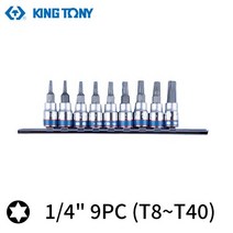 킹토니 별비트소켓 세트 1/4 인치 9PC (T8~T40) 블리스터 2109PR8
