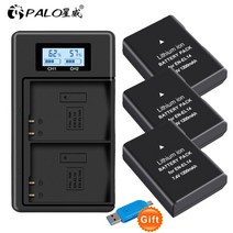 카메라 배터리 PALO 7.4V 1200mAh EN-EL14 배터리 및 카메라 팩 Nikon D5200 D3100 P7000 MH-24, 07 3 Battery 1 Charger