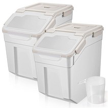 Sunnyray 22.7kg50파운드 쌀 보관 용기 2개 계량 컵 포함 두꺼운 반려동물 사료 개 고양이 건조 식품 통 밀가루 시리얼 바퀴 달린 대형 USA 미국, 6