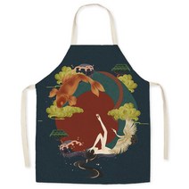 일본 우키요에 린넨 앞치마 후지 가정용 주방 그리스 및 얼룩 방지 요리 허리 민소매 블라우스, 스타일 11, 55x68cm