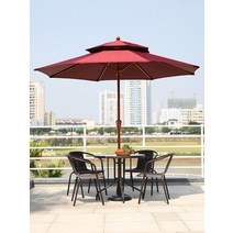 야외 우산 안뜰 대형 접는 타프 편의점 카페 테이블과 의자 파라솔 세트, 21 철봉 중앙 기둥 우산 2.7미터 +  리클라이닝
