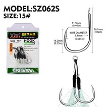 어시스트훅 농어지그헤드 갈치루어채비스레드 깃털 바다 낚시 후크 태클 달린 이중 날카로운 지깅 어시스, 03 size15-Silver