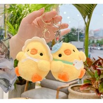 노란병아리 인형가방고리 키홀더 귀여운 애착인형 동물인형 차키 봉제 키링 캐릭터 어린이날선물 단체선물 유치원가방고리, 나들이모자오리
