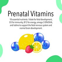 VitaGlobe 산전 비타민 구미 - A D E B6 엽산 및 비오틴 함유 건강한 성장 두뇌 발달을 위한 여성용 종합 60개