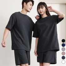 텐클로 남녀공용 빅사이즈(하의26-44인치까지) 루즈핏 반팔티 반바지 트레이닝 운동복 홈웨어 상하세트 TC-406