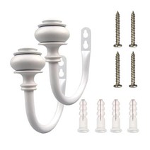 2x 커튼 봉 휘장 홀드백 커튼용 철제 커튼, 철, 화이트, 1개