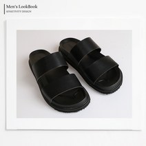 [맨즈북] 미니멀 스트랩 남자 가죽 샌들 슬리퍼 반키높이 3cm