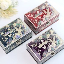 나전 한지 월송학 2단 7치 자개보석함/외국인해외바이어선물로추천, 보라