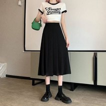 마쿠쿠 밴딩 무지 플리츠 A라인 롱 테니스 스커트 주름 치마