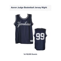 뉴욕 양키스 SGA Aaron Judge 농구 저지 티셔츠 셔츠 NBA MLB 2023 X
