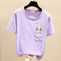 토끼티셔츠 할인점 상점 전문점 궤짝을 치우다 마름질 여성의류 잔품 면슬랍 자수 반팔 2241188392