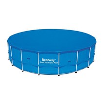 Bestway Flowclear PVC 원형 3m(10피트) 수영장 커버 배수 구멍 및 안전한 타이 다운 로프가 있는 지상 프레임 풀용 블랙 (커버만 해당) 430207, 18-Feet