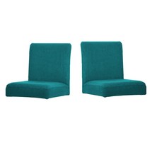 솔리드 다이닝 체어 커버 2개 팩 여러 가지 빛깔의 내마모성 보호 외장 외부 프로텍터 회전 슬립 커버 가정 용품, 쥬얼리 블루