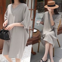 하늘바라기 여성용 이지 심플 미디 원피스