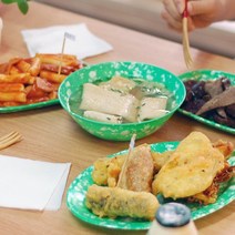 [뷰티하우스]추억의 옛날 떡볶이 접시 분식집 그릇 5종 포장마차 멜라민 쑥색, 오뎅기