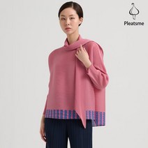 밑단 배색 스카프세트 티블라우스_PPTSS023S08