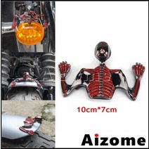 할리데이비슨악세사리 할리데이비슨악세사리지갑체인 harley custom headlight visor steel skeleton ornament 스티커 오토바이 headlamp, 레드 엘