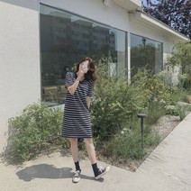 린다샵 르누비 카라 니트 스트라이프 원피스-OPS6648K16