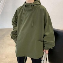 옷자락 [옷자락] 남자 오버핏 후드 스트링 포켓 바람막이 야상 점퍼