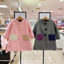 밀리밤 핫한~~2022년 NEW 겨울신상!! 네추럴한 라인 주머니배색 포인트 노카라 모직 롱코트