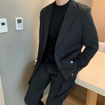 남자 여자 오피스룩 스트라이프 자켓 2컬러