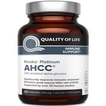 Quality of Life 키노코 플래티넘 AHCC 면역강화 750mg 60베지캡, 3병과리틀트리방향제 함께 아니면 환불 보장!