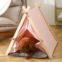 고양이텐트여름과 겨울 나무 고양이 개 침대 심플한 디자인 애완 동물 텐트 모기 방지 수면 집 실내 제품, 04 pink_01 60x55x63
